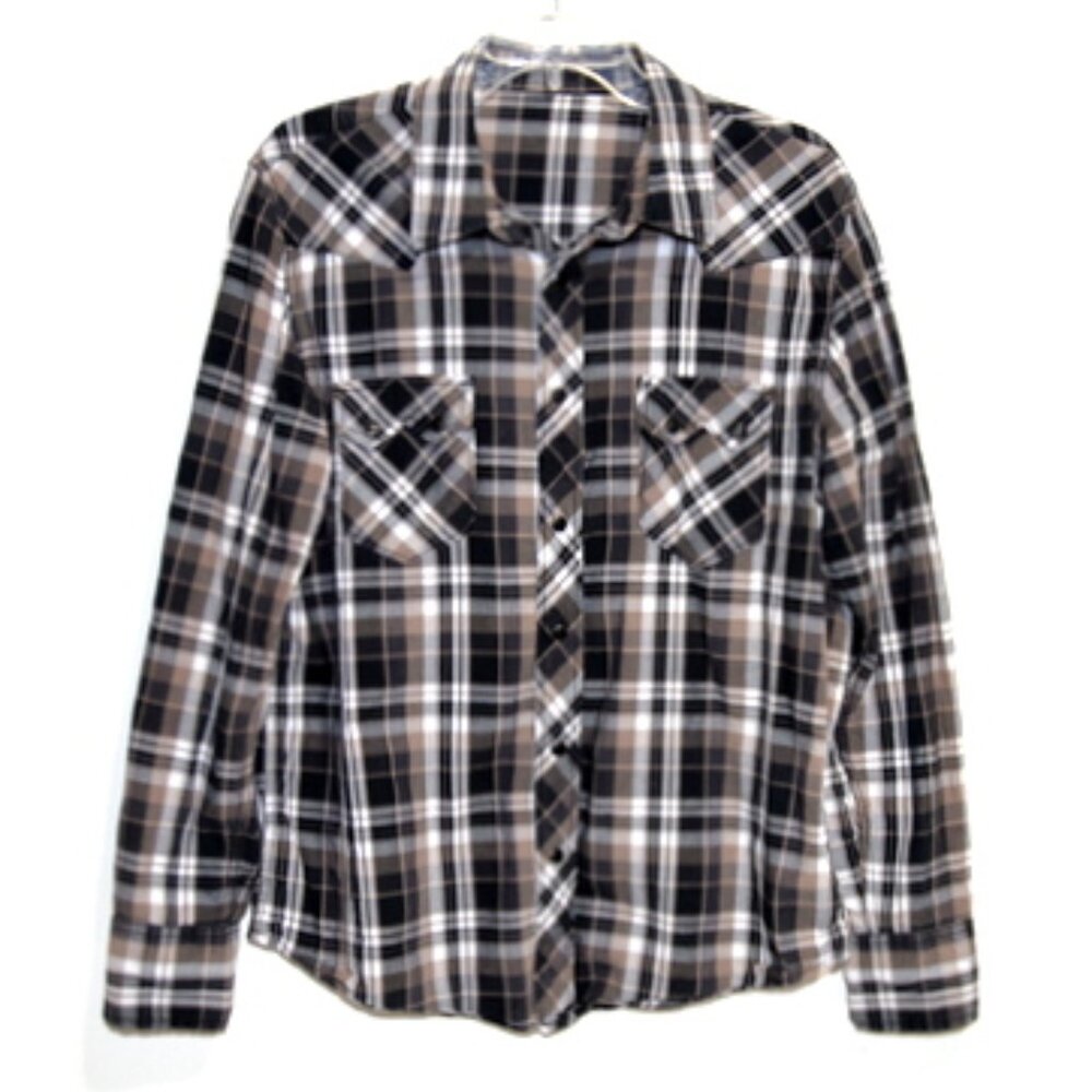 Arizona Jean Company Men’s Plaid Pearl Snap Long Sleeve Western Shirt – Size: M